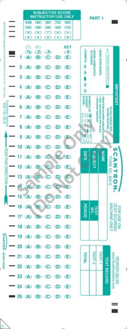 SCANTRON 50QUES/5CH ALPHA 2/S