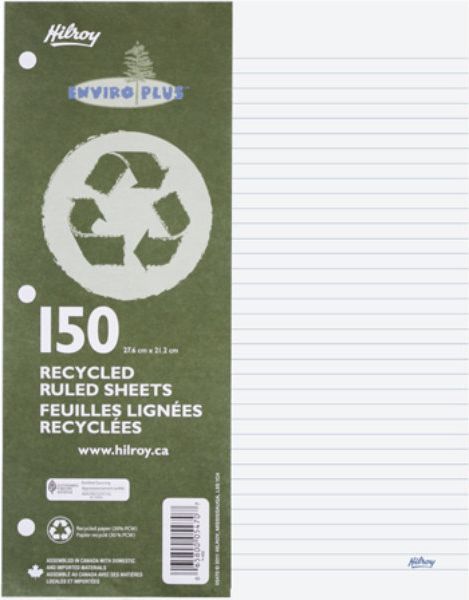 150 feuilles lignées recyclées