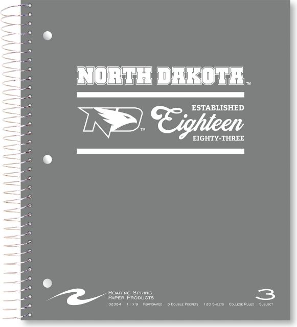 University of North Dakota 120 Sheet 3 Subject Notebook