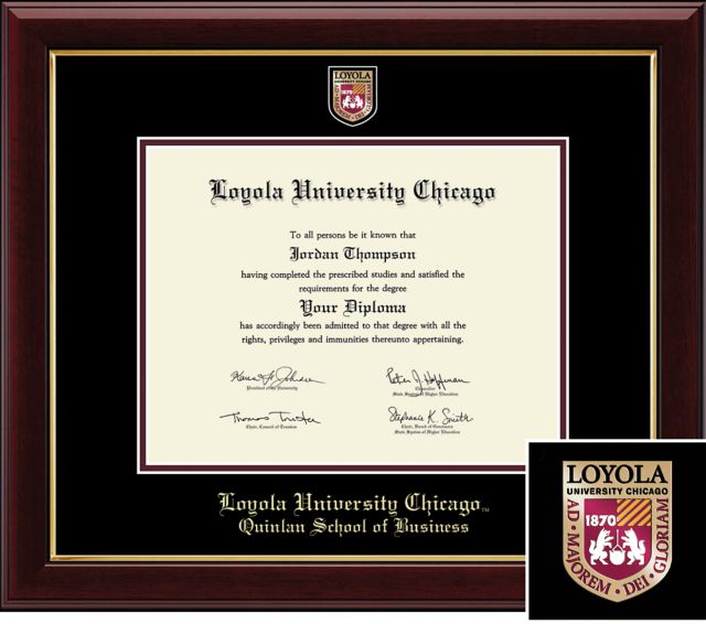 Church Hill Classics Masterpiece Diploma Frame. Quinlan School of Business - ONLINE ONLY