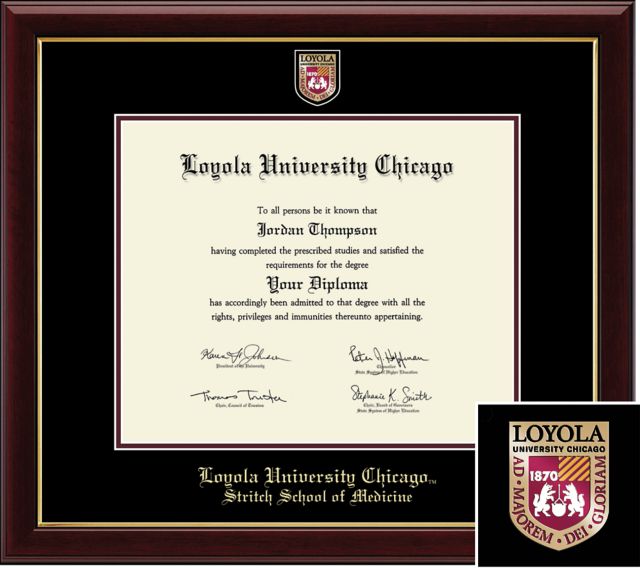 Church Hill Classics Masterpiece Diploma Frame. Stritch School of Medicine - ONLINE ONLY