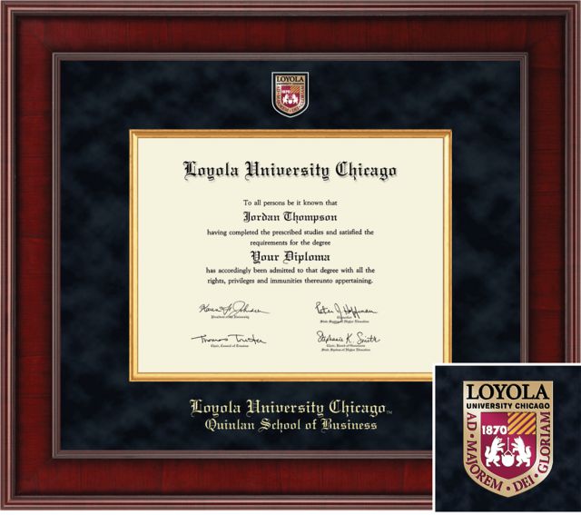 Church Hill Classics Presidential Diploma Frame. Quinlan School of Business - ONLINE ONLY