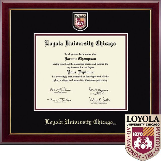 Professional/Doctor Sculpted Foil Seal & Name Graduation Diploma Frame 16 x 16 Cherry Signature Announcements Loyola-University-Chicago Undergraduate 