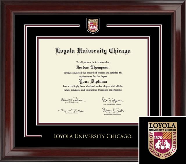 Loyola University Chicago 8.5 in. x 11in. Showcase Diploma Frame