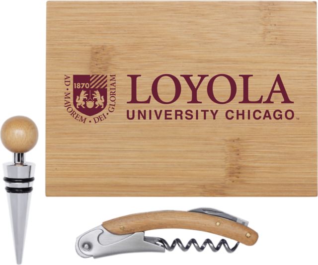 Loyola University Chicago Bamboo Wine Tool Set