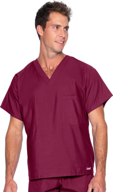 Essentials Unisex 1-Pocket V-Neck Scrub Top Wine Xtra Small