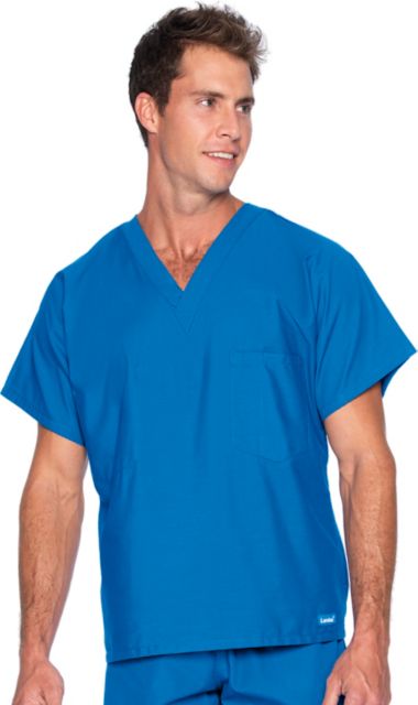 Essentials Unisex 1-Pocket V-Neck Scrub Top Royal Blue Small