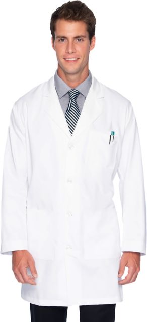 Men's 5-Pocket Full Length Lab Coat White Size 44