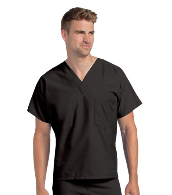 UNISEX SCRUB TOP BLACK MED