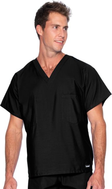 Essentials Unisex 1-Pocket V-Neck Scrub Top Black 3X Large