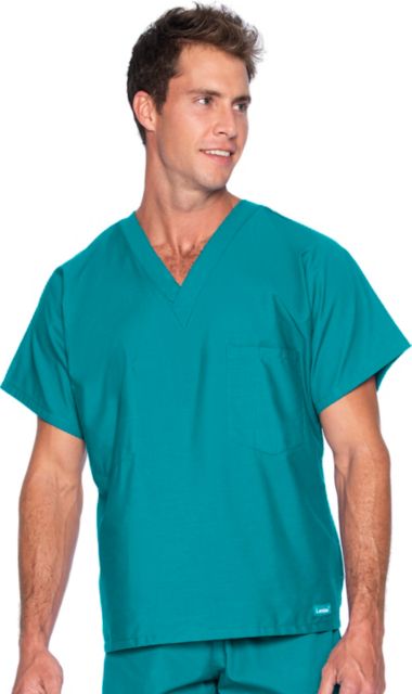 Essentials Unisex 1-Pocket V-Neck Scrub Top Teal 2X Large