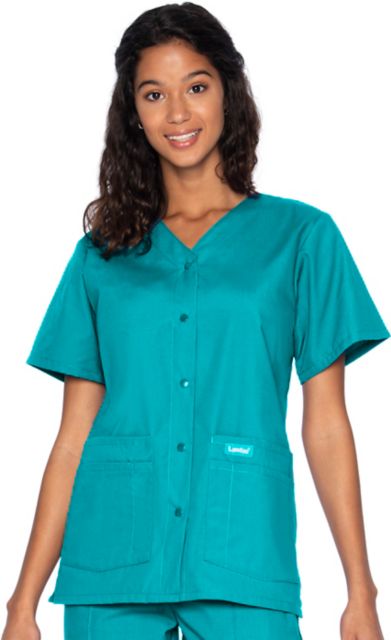 Essentials Women's 4-Pocket V-Neck Scrub Top Teal 4X Large