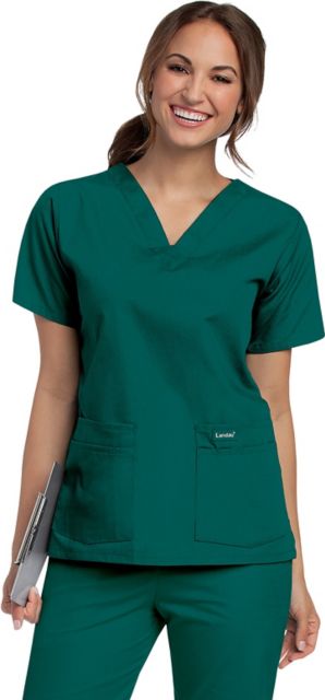 Landau Essentials Women's 4-Pocket V-Neck Scrub Top - XLarge