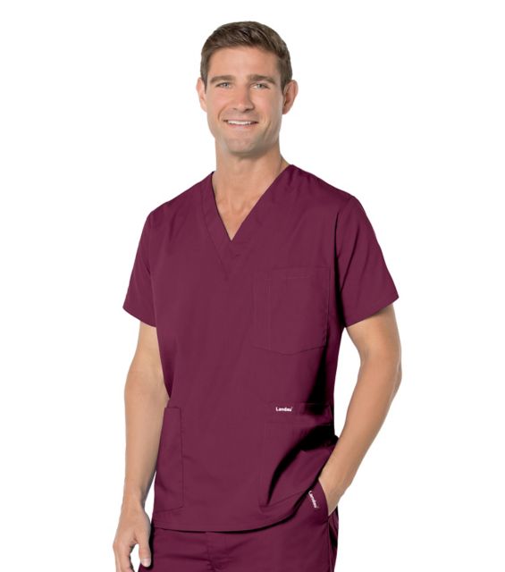 Men's 5 Pocket Scrub Top Wine SML