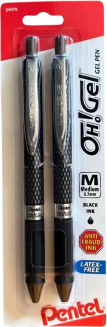 Pentel Oh! Gel Retractable Gel Pen 0.7mm Black Ink 2 Pack