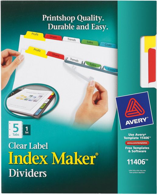 Avery Index Maker Clear Label Dividers, 5-Tab Set