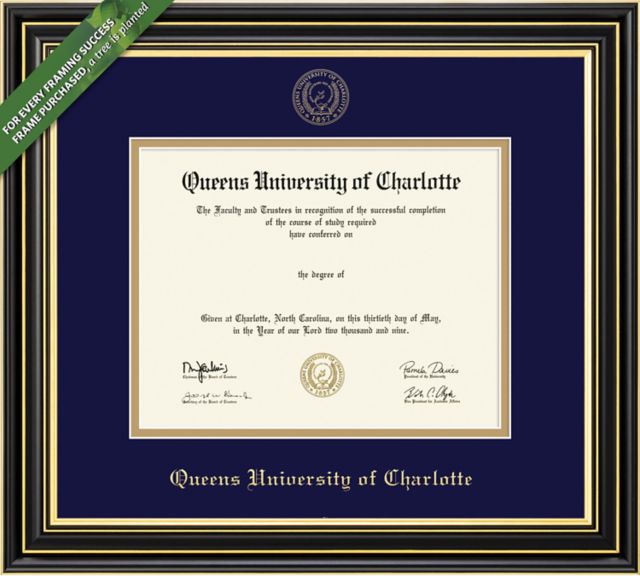 Queens University of Charlotte 8.5" x 11" Prestige Diploma Frame