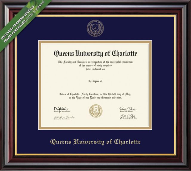 Queens University of Charlotte 8.5" x 11" Prestige Diploma Frame