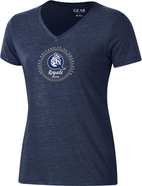 Queens University of Charlotte Royals Mom Women's V-Neck Short Sleeve T-Shirt