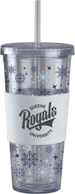 Queens University of Charlotte Straw Snowflake Tumbler
