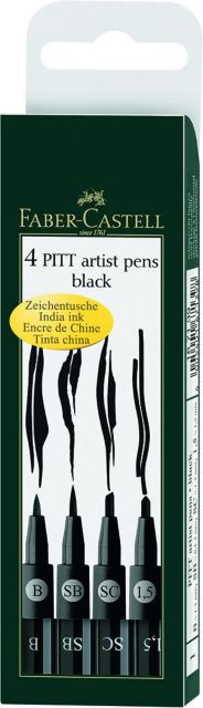 Pitt Pen Black 4Ct In Wallet