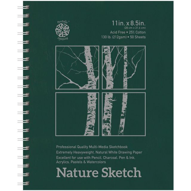 Pentalic 8-1/2x11 130-pound Nature Sketch Mixed Media Spiral Bound Pad 50/Sheets