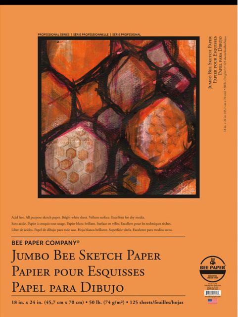 Bee Paper 18x24 50 lb. (82 gsm) Jumbo Bee Sketch 125 Sheet Tape Bound Pad