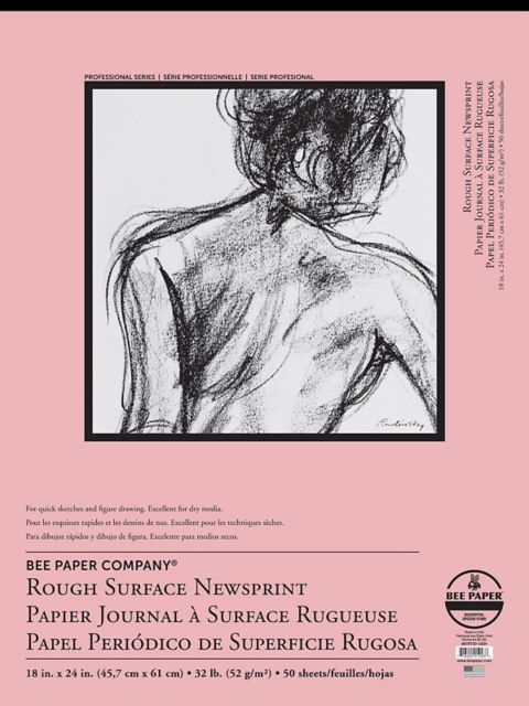 Bee Paper 18x24 32 lb. (52 gsm) Rough Newsprint 50 Sheet Tape Bound Pad