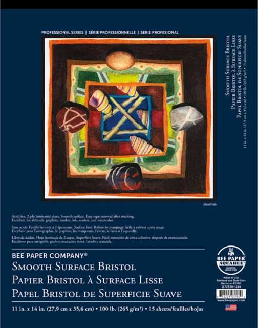 Bee Paper 11x14 100-pound Smooth Surface Bristol Tape Bound Pad 15/Sheets