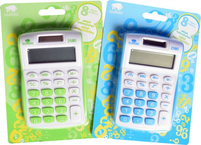 DUAL POWER 8 DIGIT CALCULATOR - ASSORTED COLORS: Brock