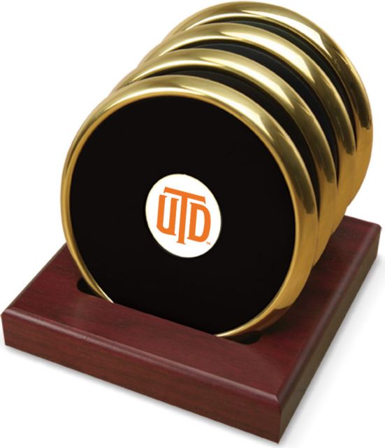 CSI  Set Of 4 Gold Round Coaster Gift Boxed With Colored Medallion - ONLINE ONLY