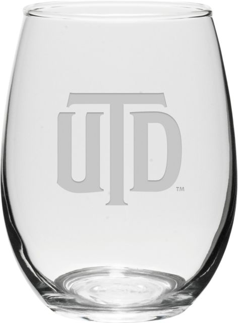 The University of Texas at Dallas 15 oz. Stemless Wine Glass