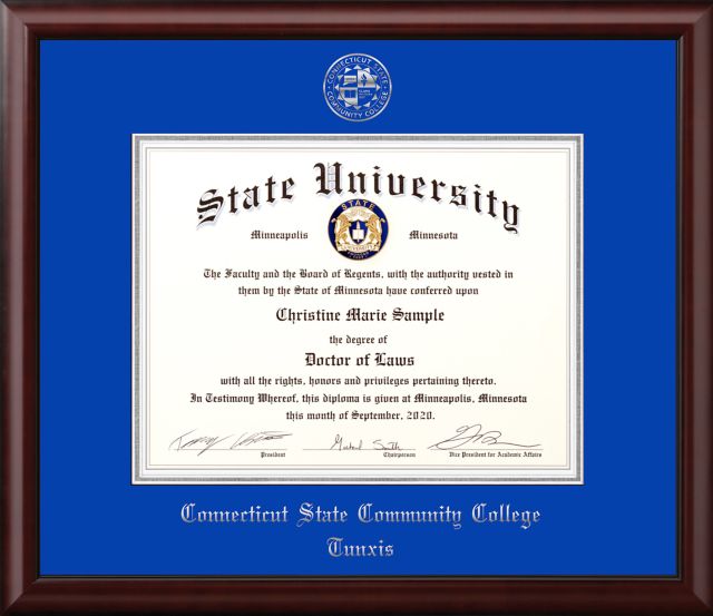 Naugatuck Valley Community College 7 x 9 Scholar Mahagony Diploma Frame