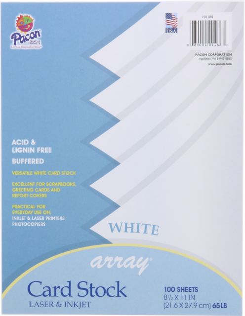 Cardstock Array 8.5X11 White 100/Sheets