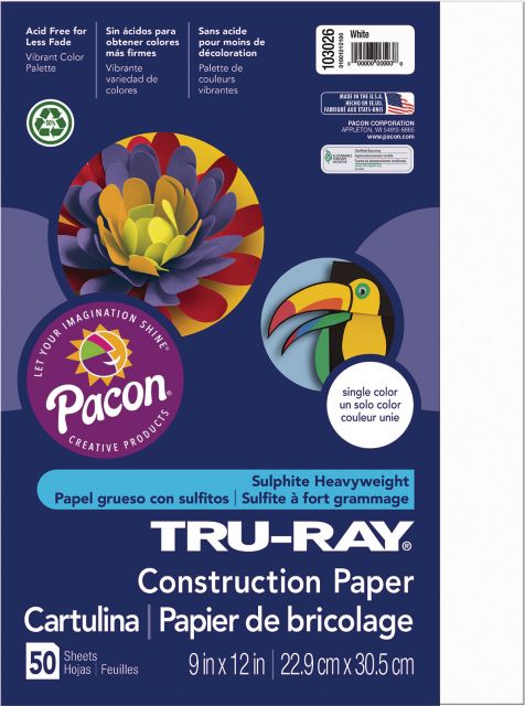 CONSTRUCTION TRU-RAY 9X12 WHITE 50 SHEETS