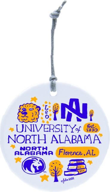 University of North Alabama Julia Gash Ceramic Circle Ornament