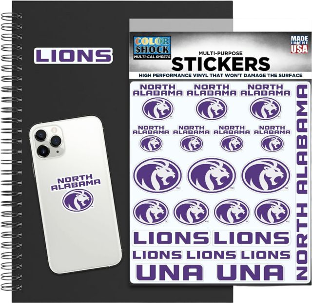 University of North Alabama Lions Sticker Sheet