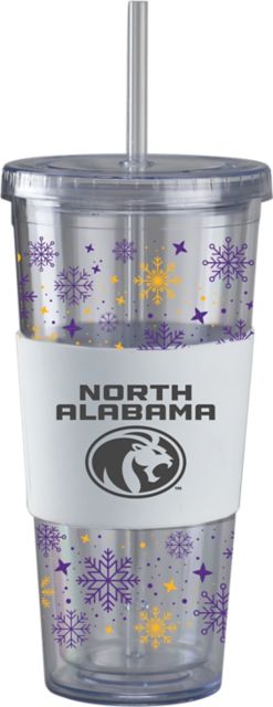 University of North Alabama Straw Snowflake Tumbler