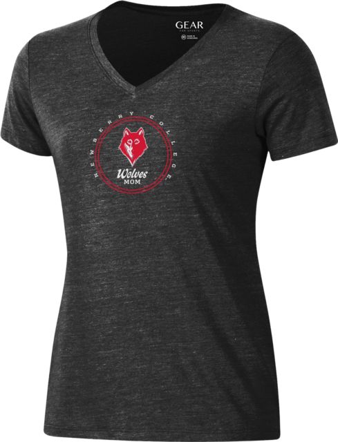 Newberry College Wolves Mom Women's V-Neck Short Sleeve T-Shirt