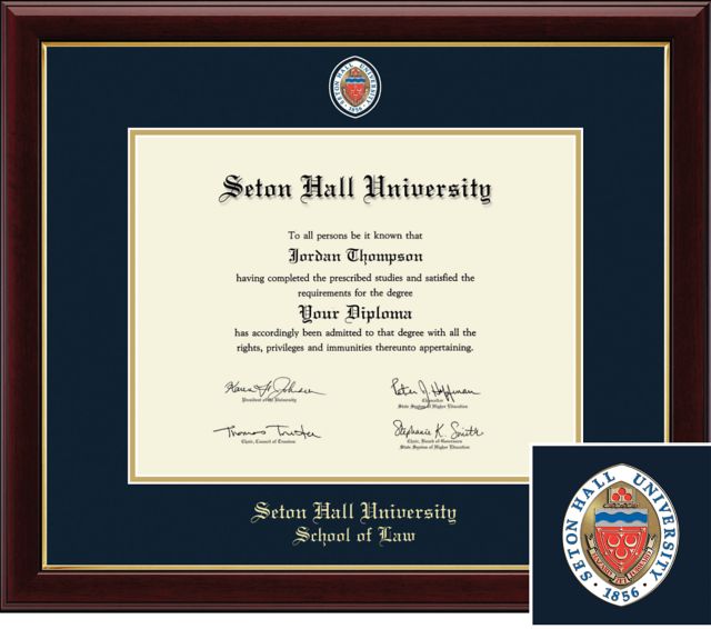 Church Hill Classics Seton Hall University Masterpiece Diploma Frame. School of Law - ONLINE ONLY