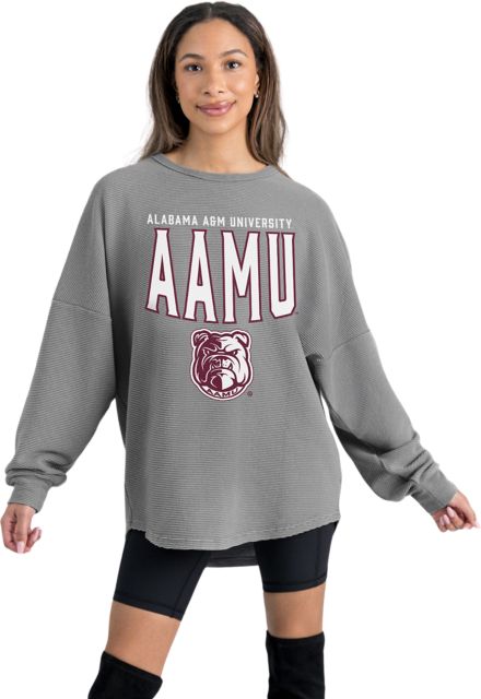 Alabama A&M University Women's Crewneck Essential Corded Pullover with Ribbed Knit Cuff Detail