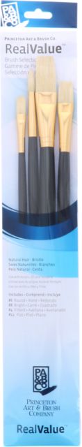 BRUSH SET BRISTLE BRIGHTS, ROUNDS & FILBERT 4 PACK