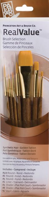 Brush Gold Taklon Value 6/Pack