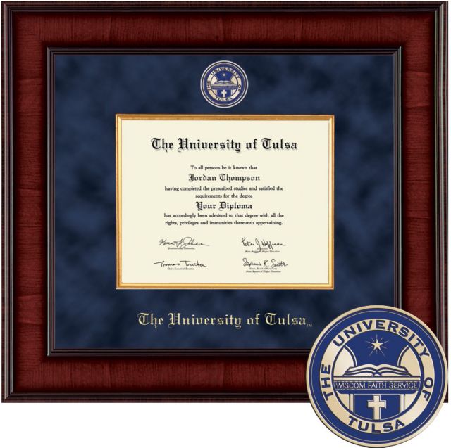 University of Tulsa, Presidential Diploma Frame. Bachelors, Masters, PhD
