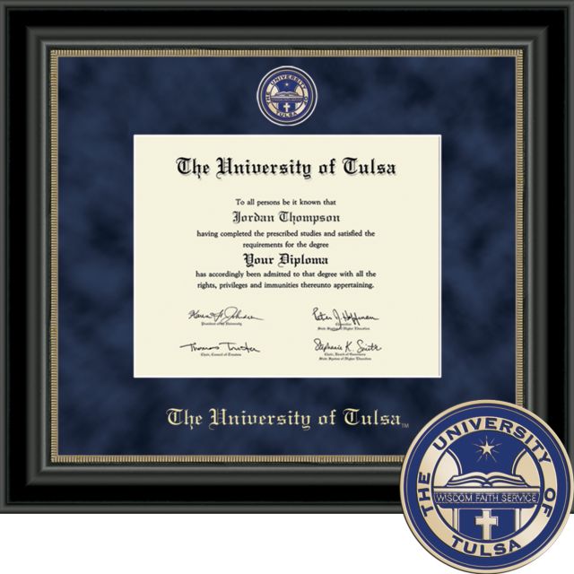 University of Tulsa, Regal Diploma Frame. Bachelors, Masters, PhD
