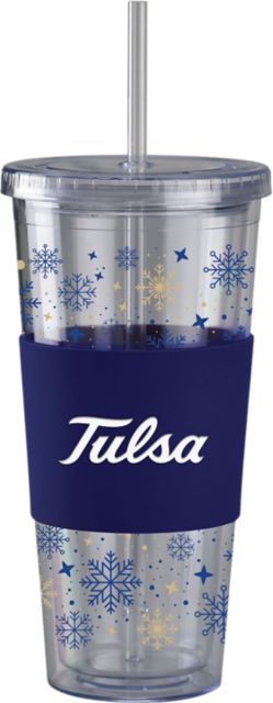 University of Tulsa Straw Snowflake Tumbler