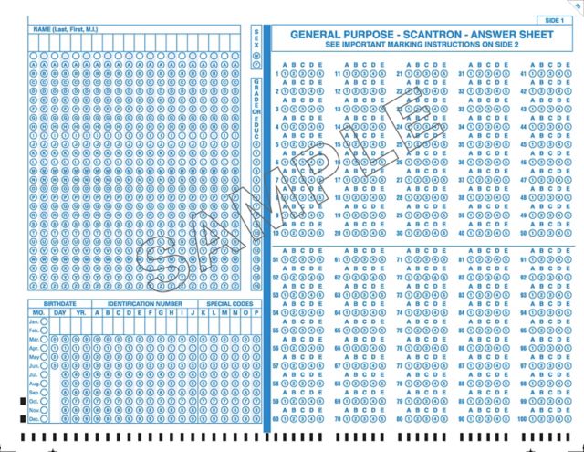 Scantron 882-e Test Form