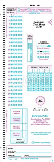 SCANTRON DM TEST SHEET 25/25