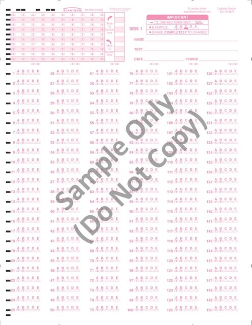SCANTRON TEST SHEET 300/W