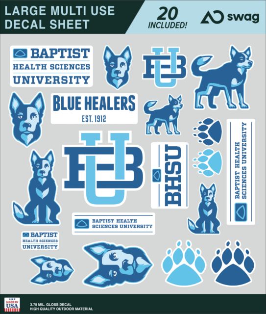 Baptist Health Sciences Large Multi Use Decal Sheet Large Sticker Sheet - ONLINE ONLY